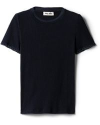Miu Miu - Pointelle Cotton T-Shirt - Lyst