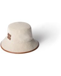 Miu Miu - Canvas And Leather Bucket Hat - Lyst