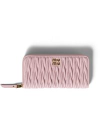 Miu Miu - Large Matelassé Nappa Leather Wallet - Lyst