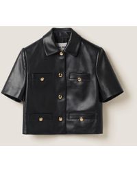 Miu Miu - Short-Sleeved Nappa Leather Jacket - Lyst