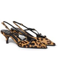 Miu Miu - Printed Leather Slingback Pumps - Lyst