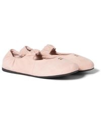 Miu Miu - Ruches Suede Ballerinas - Lyst