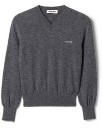 Miu Miu - V-Neck Wool Cardigan - Lyst