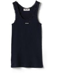 Miu Miu - Garment-Dyed Cotton Tank Top - Lyst