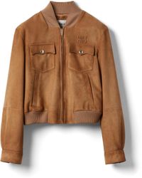 Miu Miu - Logo Suede Jacket - Lyst