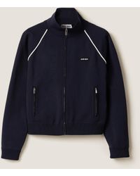 Miu Miu Technical Yarn Zipper Cardigan in Brown | Lyst UK
