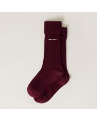 Miu Miu - Ribbed Knit Socks - Lyst