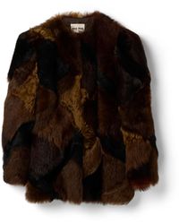 Miu Miu - Shearling Patchwork Caban Jacket - Lyst