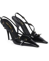 Miu Miu - Logo Patent Slingback Pump - Lyst