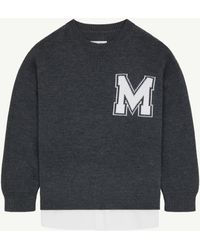 MM6 by Maison Margiela - Two-In-One Varsity Knit Sweater - Lyst