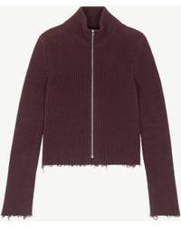 MM6 by Maison Margiela - Ribbed Cotton Zip Cardigan - Lyst