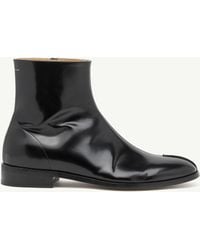 MM6 by Maison Margiela - Polished Leather Ankle Boots - Lyst