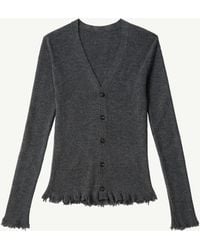 MM6 by Maison Margiela - Distressed Hem Knit Cardigan - Lyst