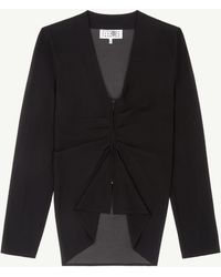 MM6 by Maison Margiela - Gathered Chiffon V-Neck Top - Lyst