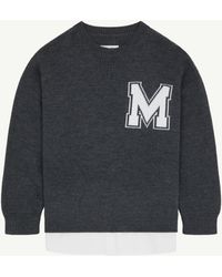 MM6 by Maison Margiela - Two-In-One Varsity Knit Sweater - Lyst