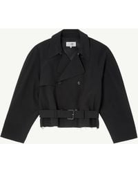 MM6 by Maison Margiela - Belted Wool Blend Jacket - Lyst