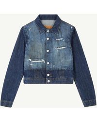 MM6 by Maison Margiela - Cropped Denim Jacket - Lyst