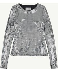 MM6 by Maison Margiela - Metallic Long-Sleeve Top - Lyst