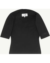 MM6 by Maison Margiela - Asymmetric Jersey Top - Lyst