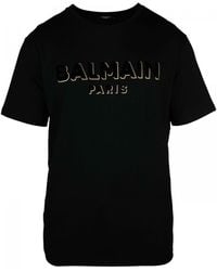 Balmain - Foil And Flock T-Shirt For - Lyst