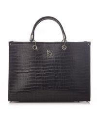 Moda In Pelle - Marisa Bag Black Croc Print Porvair - Lyst