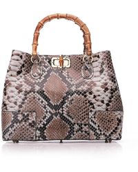 Moda In Pelle - Willow Bag Natural Snake Print Leather - Lyst