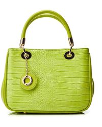 Moda In Pelle - Mallie Bag Lime Green Croc Print Porvair - Lyst