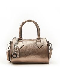 Moda In Pelle - Bowlette Bag Pewter Metallic Leather - Lyst