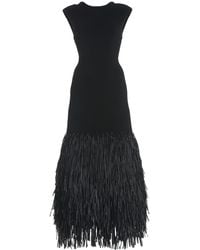 Aje. - Exclusive Rushes Raffia-trimmed Knit Midi Dress - Lyst