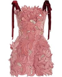 Oscar de la Renta - Bow-detailed Lace Mini Dress - Lyst