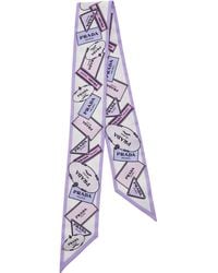 Prada - Heritage-Print Silk Twill Scarf - Lyst