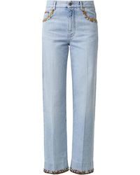 Valentino Garavani - Embroidered Mid-Rise Straight-Leg Jeans - Lyst