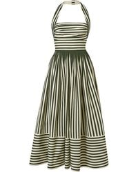 Carolina Herrera - Ruched Striped Cotton-Blend Halter Midi Dress - Lyst