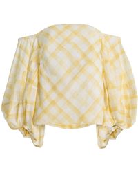 Rosie Assoulin - Balloon-Sleeve Gingham Top - Lyst