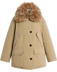 Prada - Shearling-Trimmed Cotton Down Jacket - Lyst