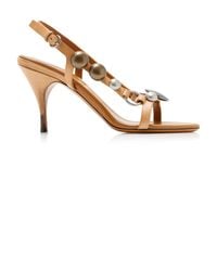 Miu Miu - Embellished Leather Sandals - Lyst