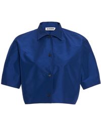 Jil Sander - Cropped Button-Down Technical Crispy Faille Shirt - Lyst