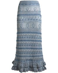 Etro - Ruffled Cotton Knit Midi Skirt - Lyst