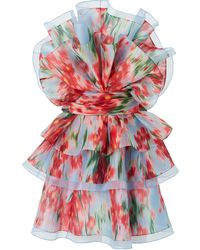 Carolina Herrera - Tiered-ruffle Silk Chiffon Bustier Mini Dress - Lyst