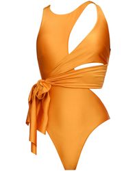 Andrea Iyamah - Lada Tie-detailed Cutout One-piece Swimsuit - Lyst