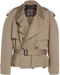Balenciaga - Folded Double-breasted Cotton Trench Coat - Lyst
