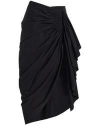 Michael Kors - Ruched Washed Cotton-Poplin Pareo Midi Skirt - Lyst