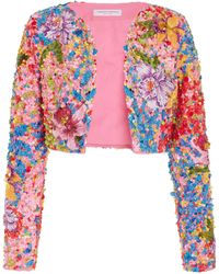 Carolina Herrera - Embellished Cropped Jacket - Lyst