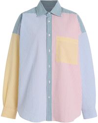 With Nothing Underneath - Exclusive The Weekend Patchwork Striped Cotton-Seersucker Shirt - Lyst