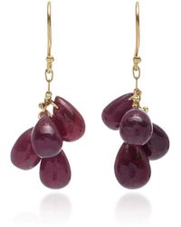 Ten Thousand Things - 18k Yellow Gold Ruby Cluster Earrings - Lyst