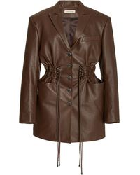 The Mannei Leather Mini Dress - Brown