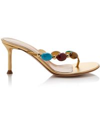 Gianvito Rossi - Shanti Stone-embellished Leather Sandals - Lyst