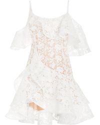 Oscar de la Renta - Ruffled Gardenia Guipure-lace Mini Dress - Lyst