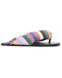STAUD - Juno Thong Cotton-Leather Sandals - Lyst