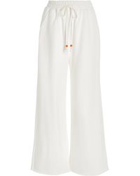 STAUD French Terry Cropped Wide-leg Joggers - White